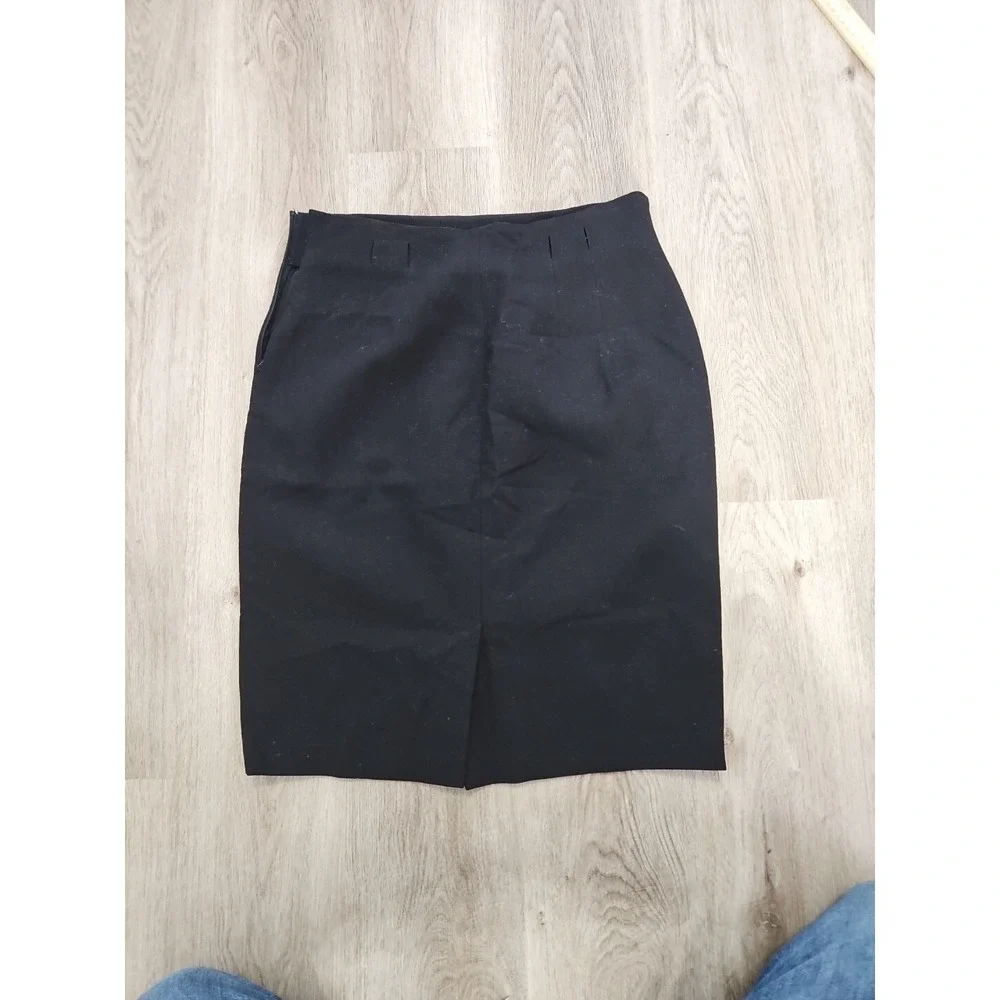 Lauren Ralph Lauren RLR Womens Black Wool Side Zip‎ Skirt Flat Front Size 12